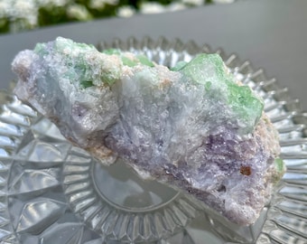 Green Tourmaline with Lepidolite and Kunzite 118 grams