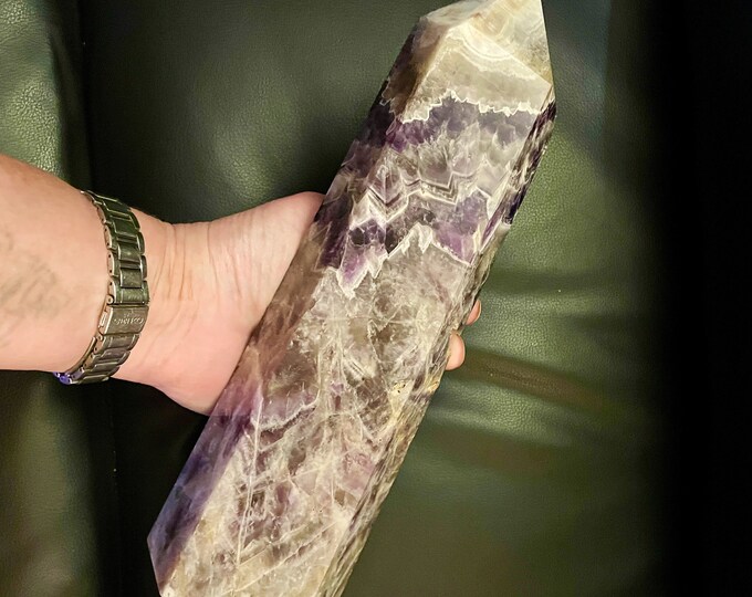 4.37 lbs Chevron Amethyst Dream Amethyst Obelisk Pillar Tower Point Wand Column Generator