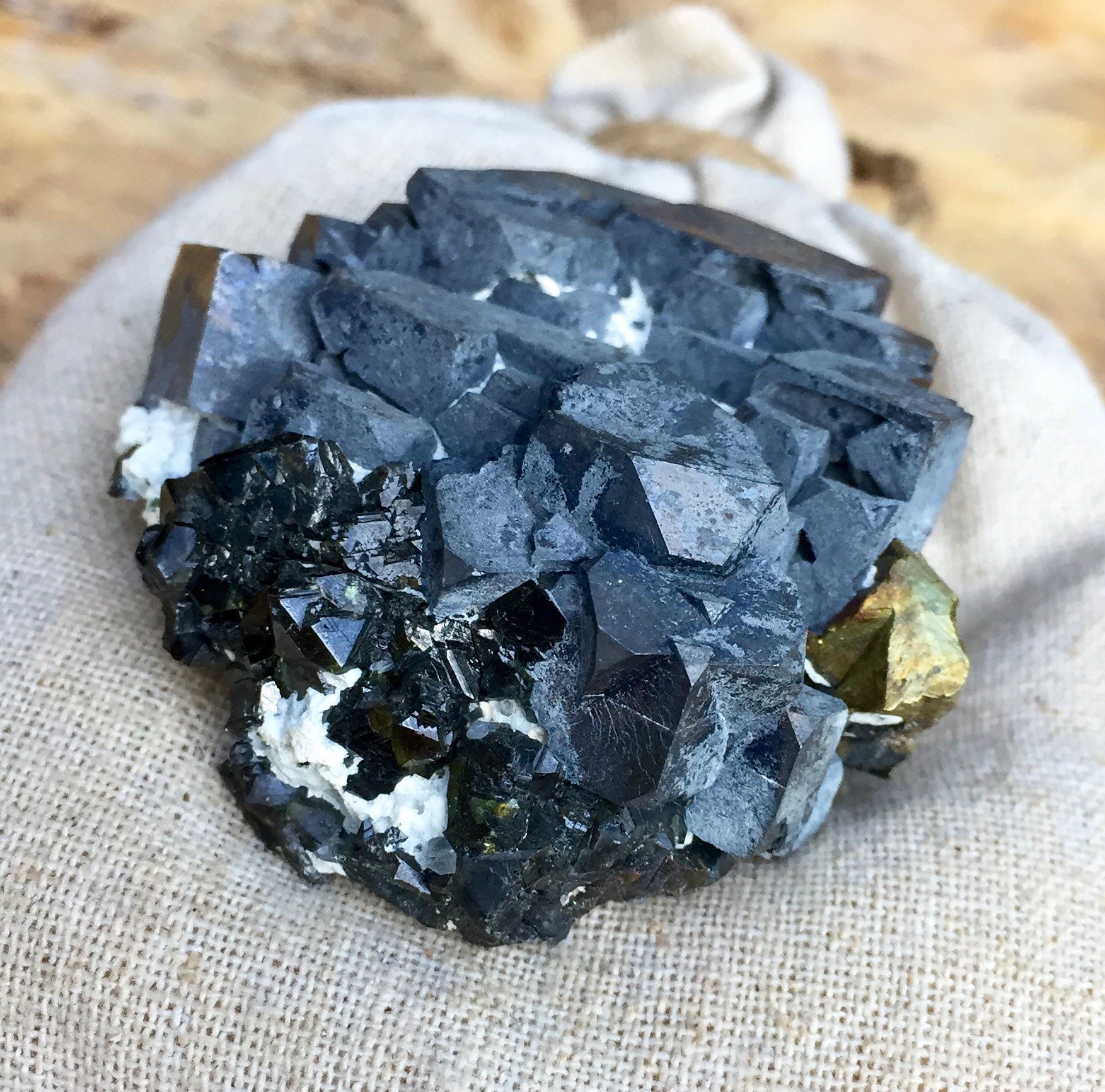 Lead Galena with Gold Hematite crystal cluster