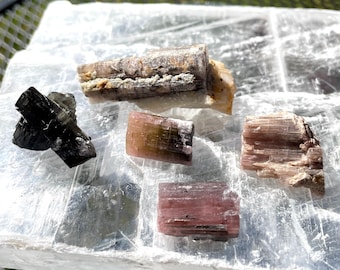 Purple and Pink Tourmaline and Scapolite Specimens Set of 5