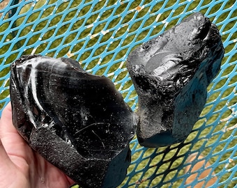 Rainbow Obsidian Rough Mineral Displays or Lapidary Specimens 3.73 lbs Set of 2
