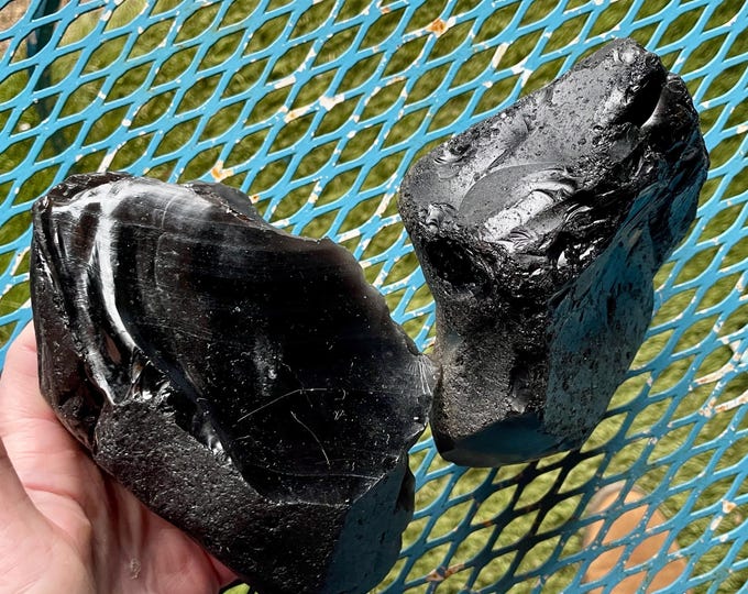 Rainbow Obsidian Rough Mineral Displays or Lapidary Specimens 3.73 lbs Set of 2