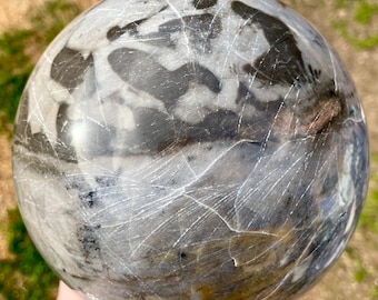 163mm Volcanic Agate Vesuvianite Sphere Orb Ball Mineral Display Specimen