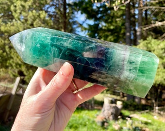 3 lbs Rainbow Fluorite Obelisk Pillar Tower Point Wand Column Generator