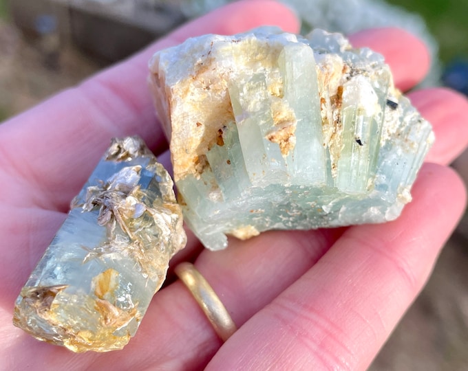 Aquamarine Crystal Clusters Set of 2