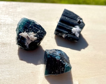 Blue Capped Tourmaline Crystals Set of 4