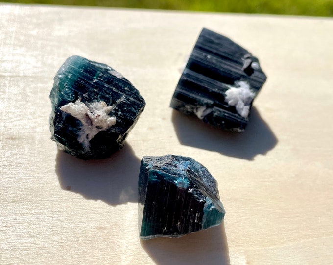 Blue Capped Tourmaline Crystals Set of 4