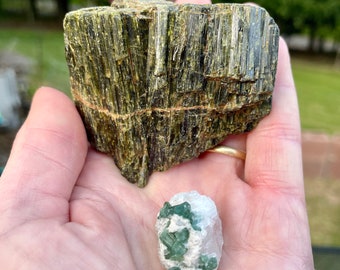 Large Epidote Cluster and Elbaite Tourmaline