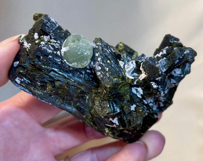 223.9g Epidote and Prehnite Crystal Cluster Specimen