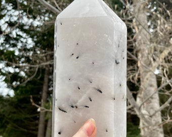 5.31 lbs Tourmalated Quartz Obelisk Pillar Tower Point Wand Column Generator