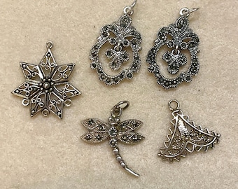 Sterling Silver Pendants Connectors Chandeliers 5 pcs