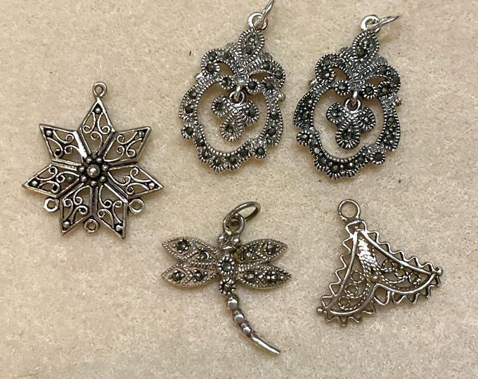 Sterling Silver Pendants Connectors Chandeliers 5 pcs