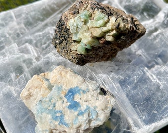 Aquamarine in Matrix Crystal Clusters Set of 2