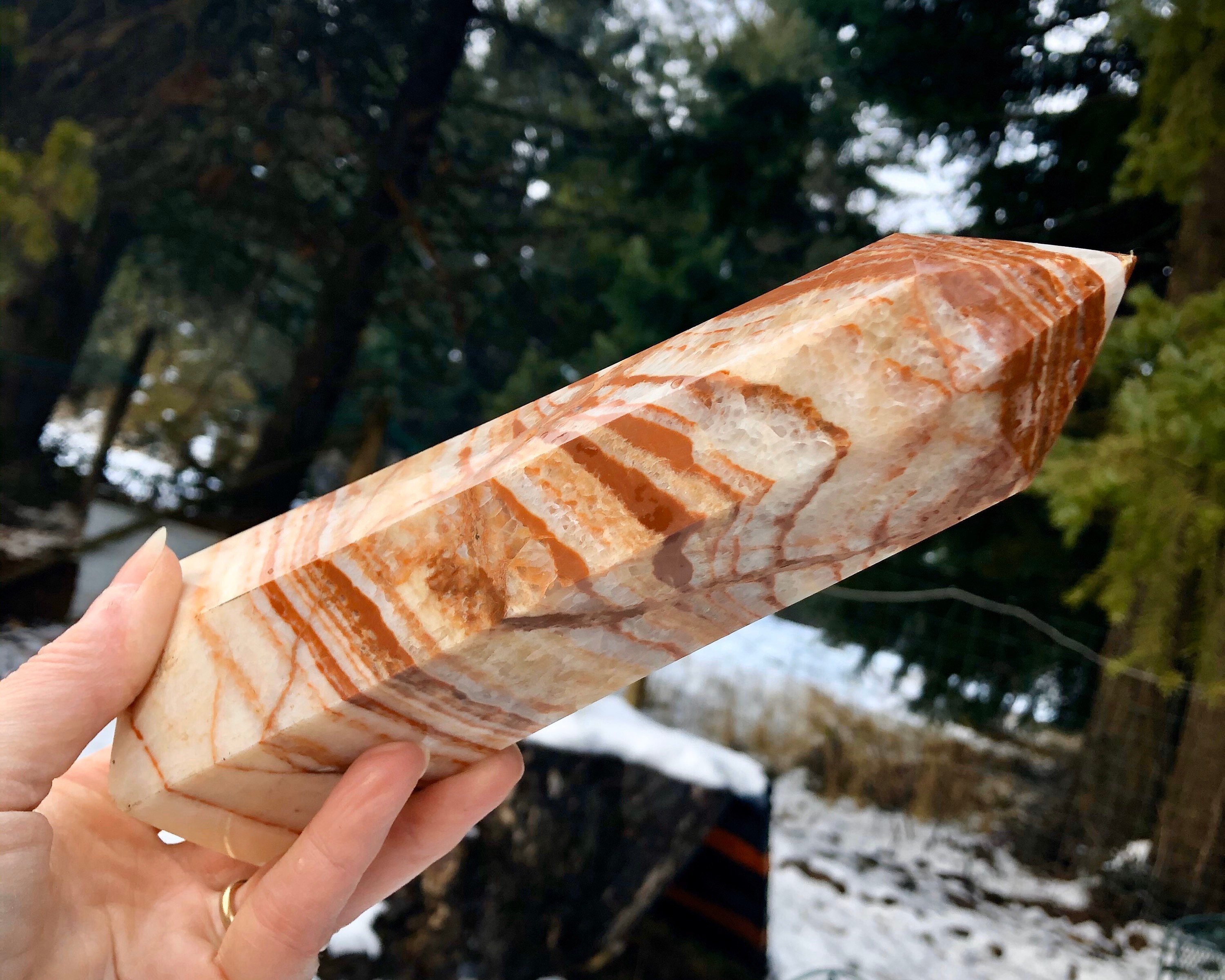 894g Pork Stone Crystal aka Dali Jasper Obelisk Pillar Tower Point Wand