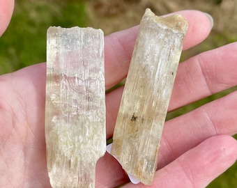 Green Kunzite Crystals 83 grams Set of 2