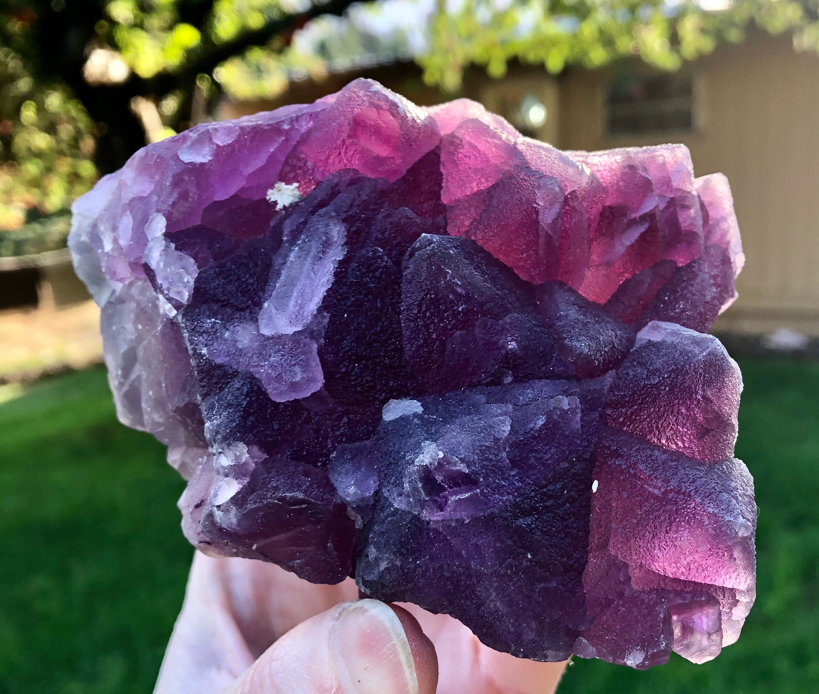 870g Big Violet Purple Fluorite Crystal Cluster Mineral Display Specimen