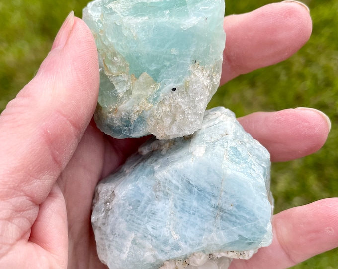 Aquamarine Mineral Display Specimens Set of 2