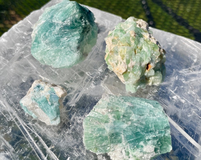 Elbaite Tourmaline Crystal Clusters Set of 4