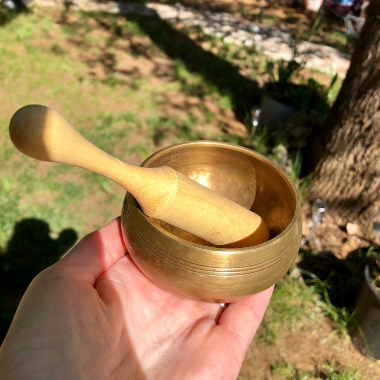Small Brass Tibetan Singing Bowl for healing energy work or home decor