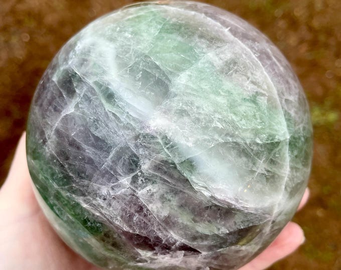 101mm Green Rainbow Fluorite Sphere Orb Ball