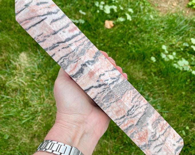 4.5 lbs Pink Zebrastone Obelisk Pillar Tower Point Wand Column Generator