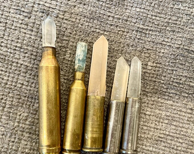 Aquamarine and Quartz Crystal Bullets Set of 5