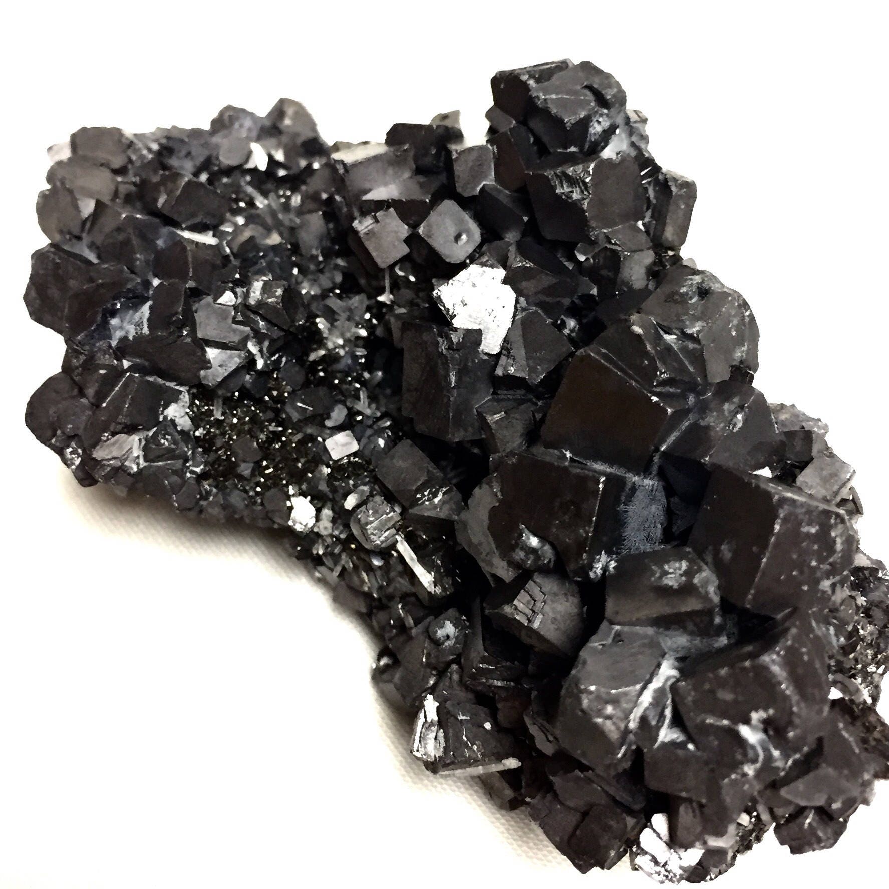Galena crystal cluster with Calcite, Lead Galena, lead crystal