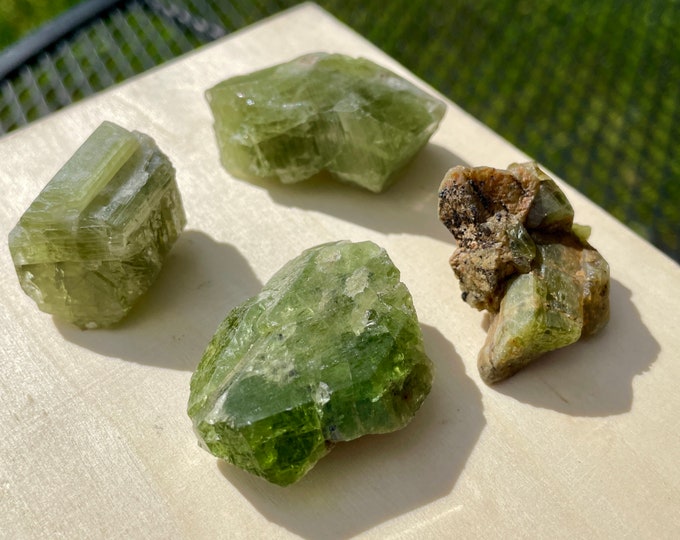 Green Diopside Crystal Mineral Display Specimens Set of 4
