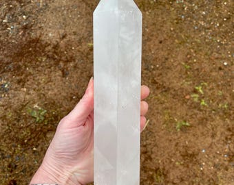 4.3 lbs Tall Clear Quartz Obelisk Pillar Tower Point Wand Column Generator