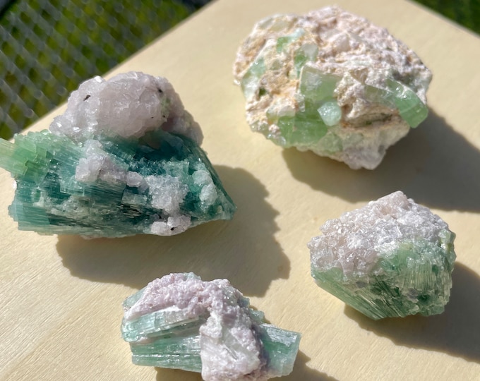 Elbaite Tourmaline Crystal Clusters Set of 4