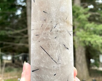 Smoky Rutilated Quartz Obelisk Pillar Tower Point Wand Column Generator 2.21 lbs