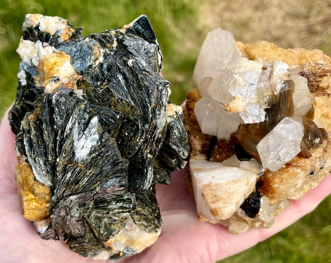 Yellow Tourmaline Quartz and Biotite Clusters