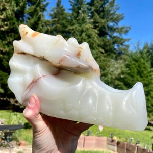 Large Onyx Dragon Head Carved Mineral Display Specimen