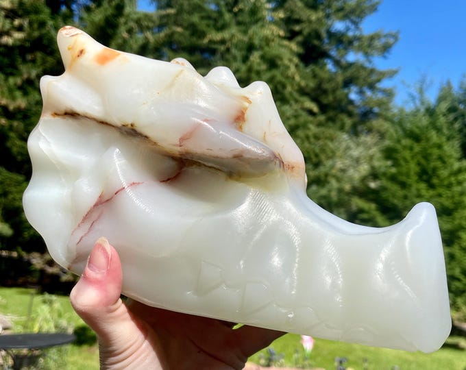 Large Onyx Dragon Head Carved Mineral Display Specimen
