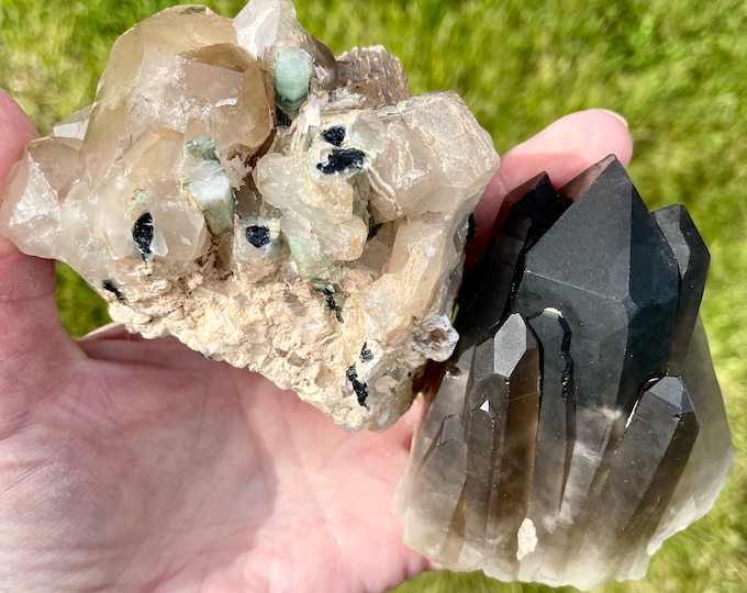 Smoky Quartz Crystal Clusters Set of 2