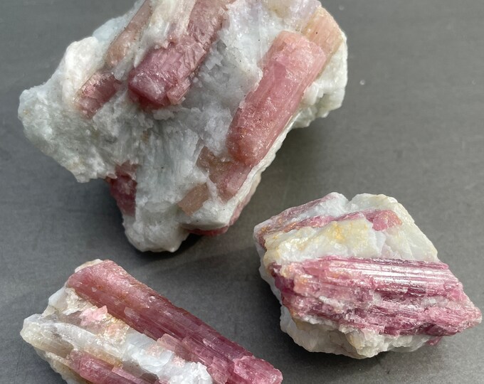Pink Tourmaline in Quartz 92 grams Set of 3