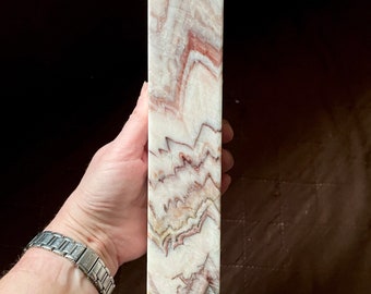 4.57 lbs Pink Zebra Stone Obelisk Pillar Tower Point Wand Column Generator