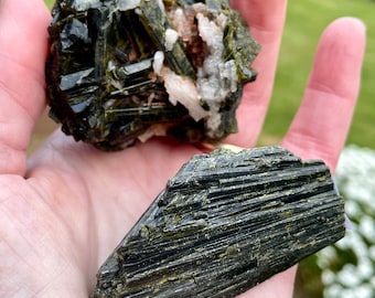Epidote Crystal Clusters Set of 2