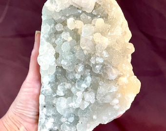 3.73 lb Apophyllite Crystal Cluster on Wood Stand
