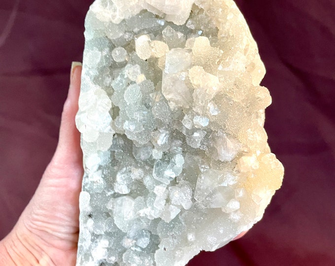 3.73 lb Apophyllite Crystal Cluster on Wood Stand
