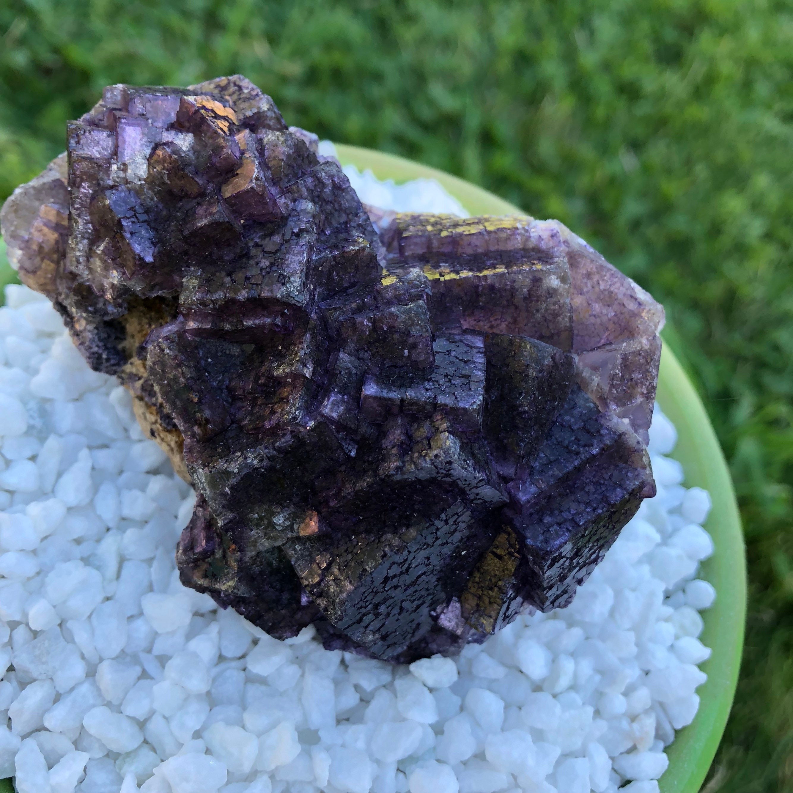 Large purple Fluorite Crystal cluster with very deep, dark purple color