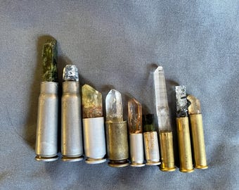 Crystal Bullets with Epidote Aquamarine Topaz Apatite Sapphire Tourmaline Quartz