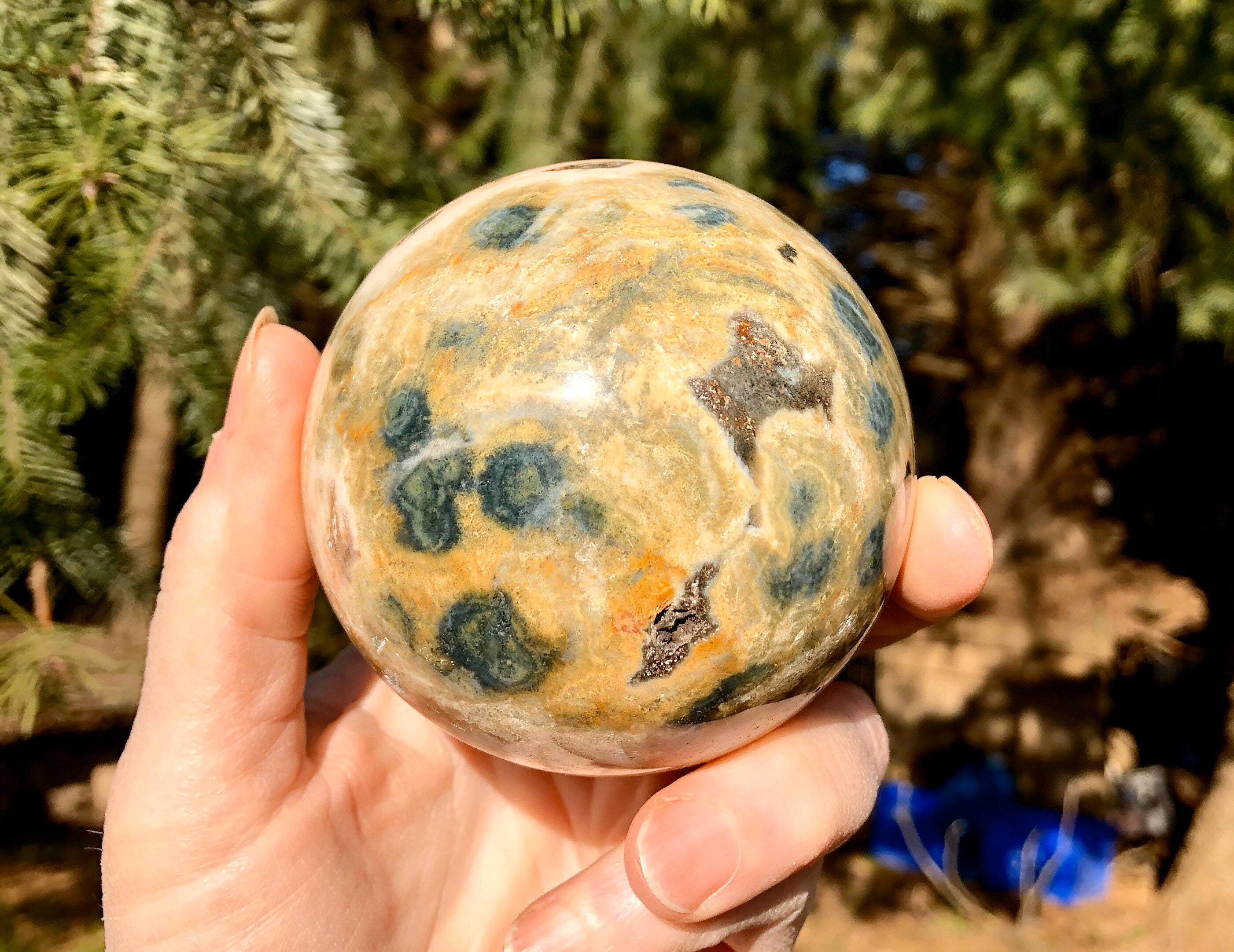 76mm Ocean Jasper Sphere Orb Ball Globe Marble Display Specimen