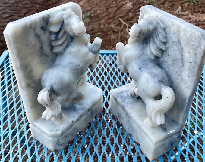 7.69 lbs Carved Soapstone Horse Bookends Home Decor