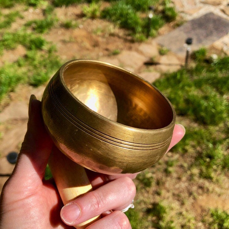 Small Brass Tibetan Singing Bowl for healing energy work or home decor