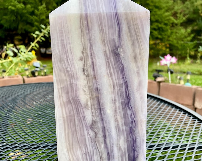10.28 lbs Lavender Banded Fluorite Obelisk Pillar Tower Point Wand Column Generator