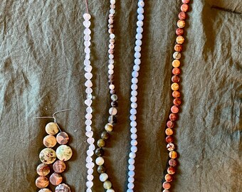 Gemstone Beads (5) strands Jaspers Angelite Agate Moonstone