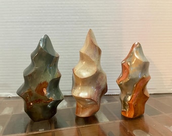 Polychrome Jasper Flame Freeforms 3.74 lbs Set of 3