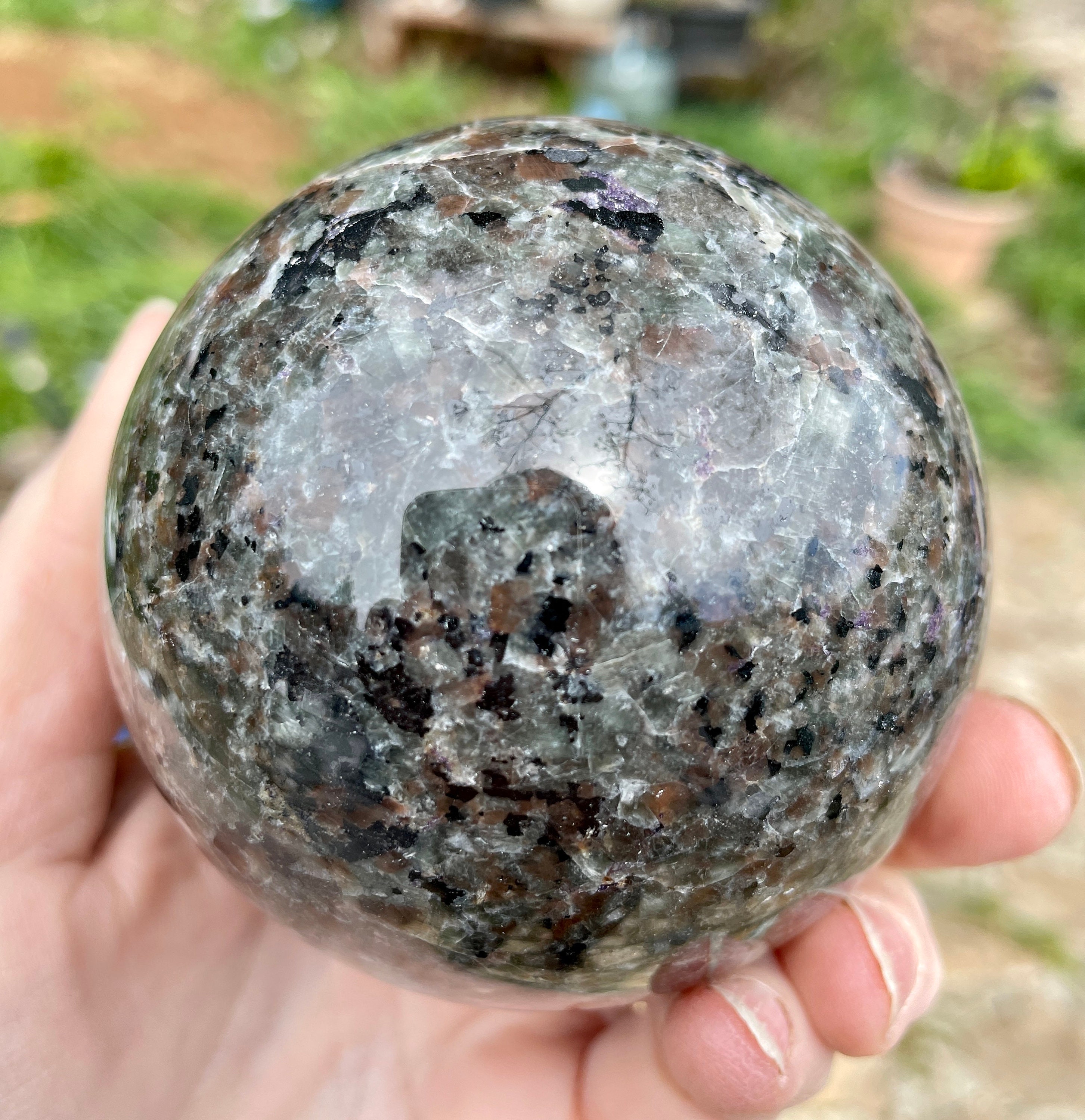80mm UV Firestone Yooperlite Sphere Orb Ball Mineral Display Specimen