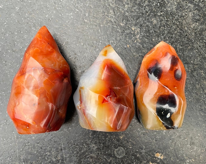 Carnelian Agate Spiral Flame Trio